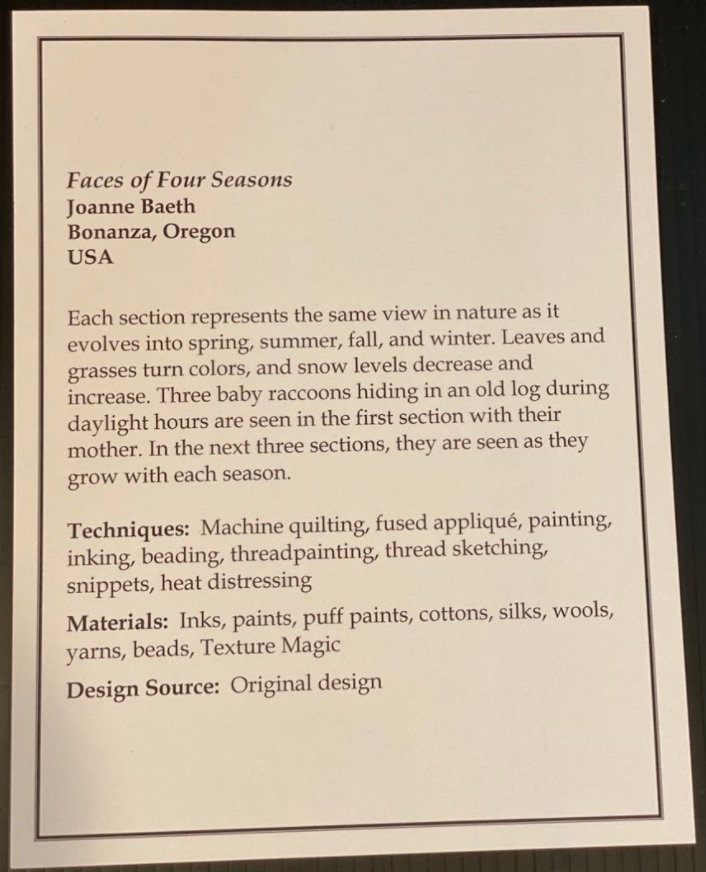 "Faces of Four Seasons" by Joanne Baeth - Sign